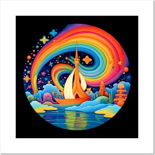 Psychedelic Sailboat Posters and Art